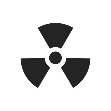 Nükleer simge beyaz arkaplanda izole edildi. Radyasyon tehlike uyarısı. Pervane işareti radyoaktif kirliliği sembolize ediyor. Vektör illüstrasyonu