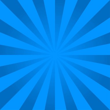 Güneş ışınlarının arka planı merkezden yayılıyor. Mavi ışınlar. Vektör illüstrasyonu