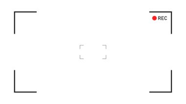 Dijital odak ve pozlama ayarlarına sahip kamera kayıt arayüzü arayüzü bulucu. Kamera çerçevesi görüntü bulucu ekranı. Video kayıt konsepti. Vektör illüstrasyonu