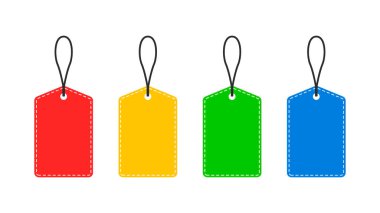 Beyaz arkaplanda izole edilmiş kağıt fiyat etiketleri ya da hediye etiketleri. Vektör illüstrasyonu