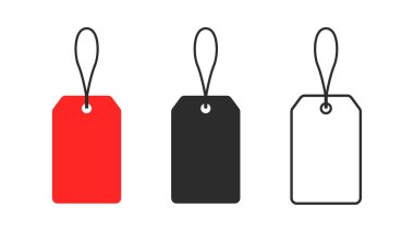Beyaz arkaplanda izole edilmiş kağıt fiyat etiketleri ya da hediye etiketleri ikonları. Vektör illüstrasyonu