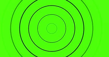 Merkezden eşmerkezli dairesel daireler ortaya çıkıyor. 4K animasyon. Yeşil Ekran