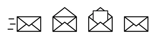 Mail Pictogrammen Geïsoleerd Witte Achtergrond Concept Van Post Enveloppe Brief — Stockvector