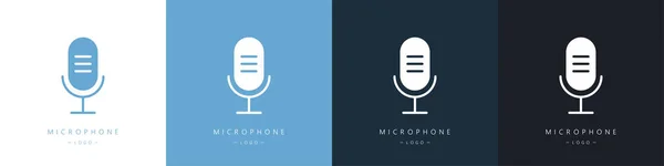 Mikrofonlogotyper Inställda Begreppet Röst Karaoke Ljudinspelning Och Sång Vektorillustration — Stock vektor