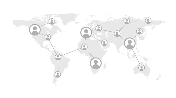 世界地图上的社交网络图 来自世界各地的网络连接 合作与交流概念 矢量说明 — 图库矢量图片