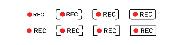 Rec Ikoner Som Isolerad Vit Bakgrund Koncept För Ljud Eller — Stock vektor