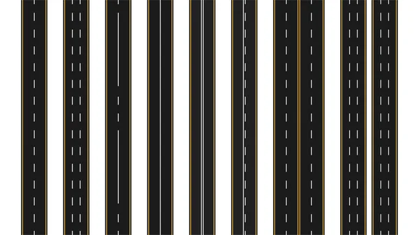 Ensemble d'autoroutes sans couture avec différents marquages routiers. Des routes pavées. Style plat. Illustration vectorielle — Image vectorielle