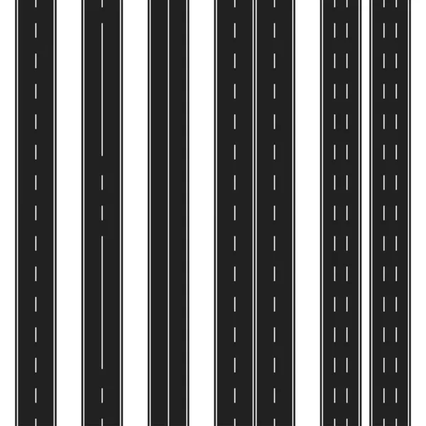 Nahtlose Autobahnen mit unterschiedlichen Fahrbahnmarkierungen. Asphaltierte Straßen. Flacher Stil. Vektorillustration — Stockvektor