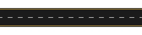 Farklı yol işaretleri olan kusursuz bir yol. Asfalt yolu. Düz stil. Vektör illüstrasyonu