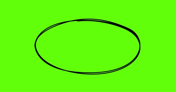 Animation of a sketch of a hand-drawn ellipse. 4K animation. Green screen — Stock Video