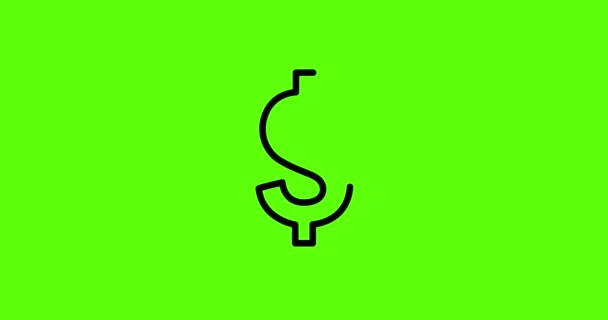 Animazione icona Dollaro. Schermo verde. 4K — Video Stock
