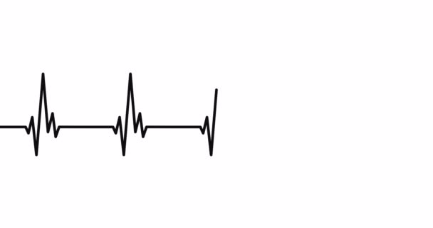 Animação de linha de batimentos cardíacos. Frequência cardíaca, frequência cardíaca ou conceito de cardiograma. ECG. Alfa chanel. 4K — Vídeo de Stock