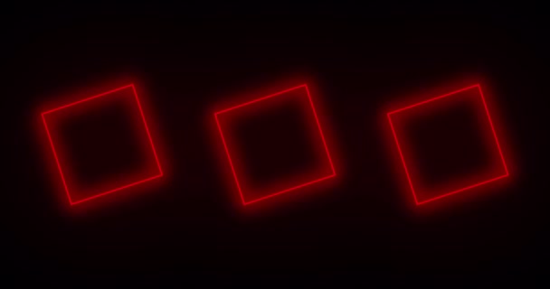 Rotating red neon squares. 4K animation — Stock Video