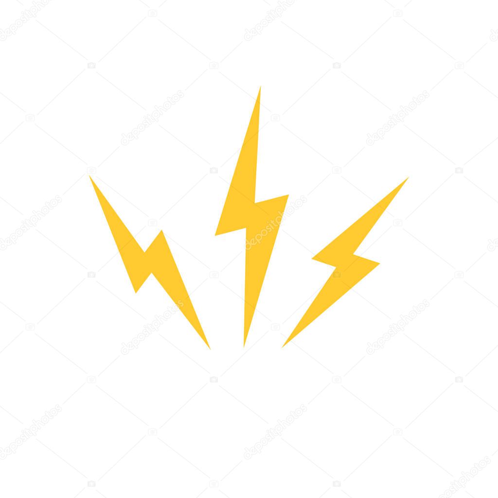 Lightning bolts isolated on white background. Electric discharge or anger concept. Vector illustration