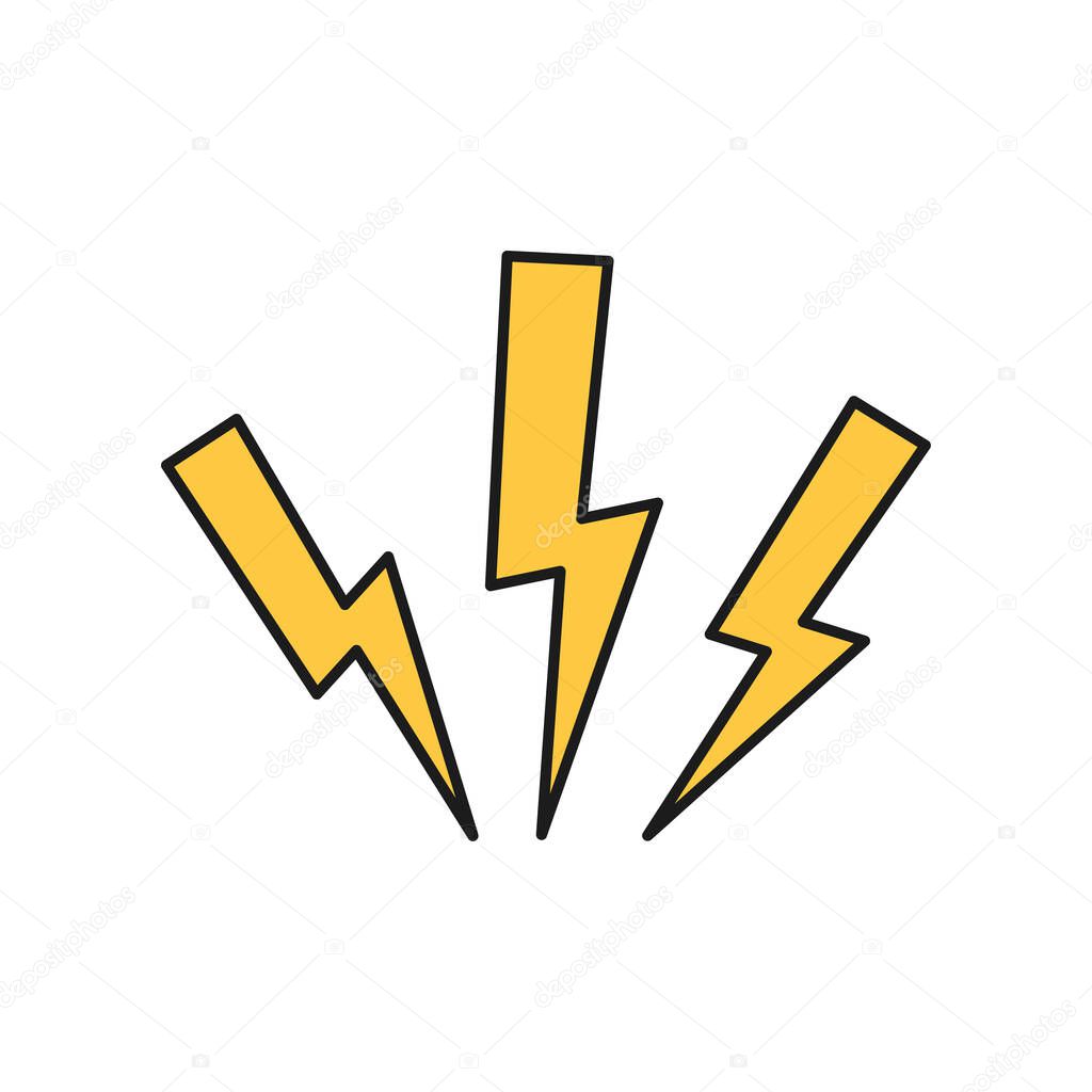 Lightning bolts isolated on white background. Electric discharge or anger concept. Vector illustration