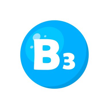 B3 vitamini. Sağlık için temel besin ya da mineral. Vektör illüstrasyonu