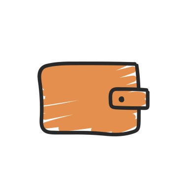 Beyaz arka planda izole edilmiş para dolu el yapımı bir çanta. Finans ya da ödeme konsepti. Doodle tarzı. Vektör illüstrasyonu