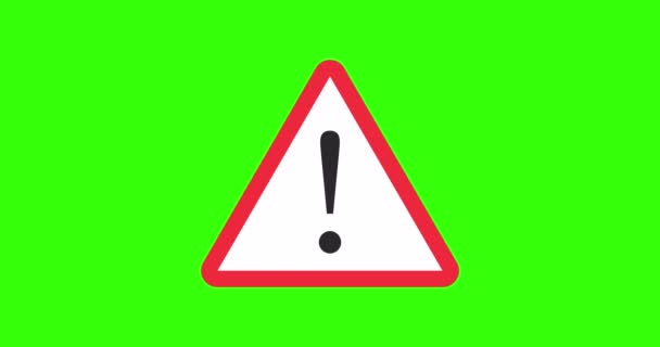 Warning sign animation. Danger or attention sign. Green background. 4K — Stock Video