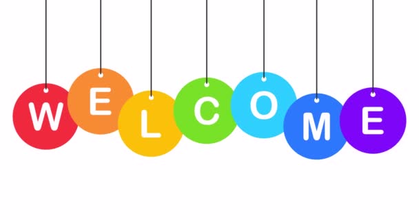 Слово "Добро пожаловать" в цветах радуги. 4K анимация с альфа-каналом — стоковое видео