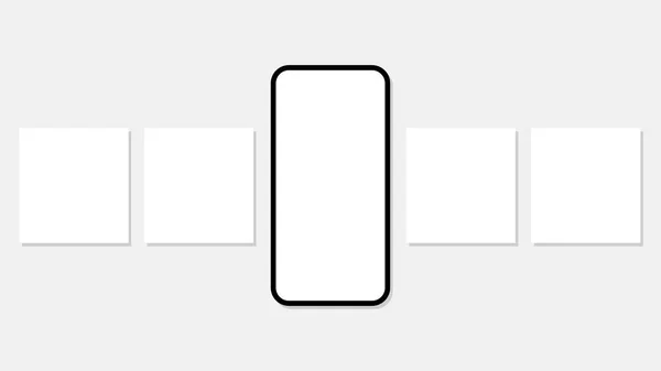 Smartphone Post Maqueta Carrusel Redes Sociales Ilustración Vectorial — Archivo Imágenes Vectoriales