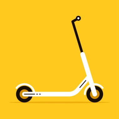 Elektrikli scooter. Scooter 'ı tekmele. Çevre dostu ulaşım araçları. Düz stil. Vektör illüstrasyonu