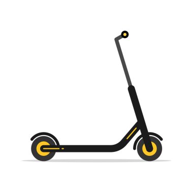 Elektrikli scooter. Scooter 'ı tekmele. Çevre dostu ulaşım araçları. Düz stil. Vektör illüstrasyonu