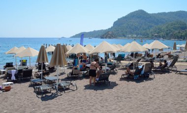 TURUNC, MARIS, TURKEY - 28 Ağustos 2020: Turunc Premium Otel 'in Plaj Oteli.