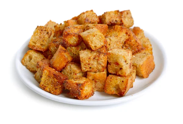 Handmade White Bread Croutons Cubes — Stock Photo, Image