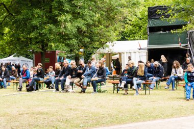 Kiel, Almanya - 19 Haziran 2016: Kieler Woche 2016 'nın ikinci gününün izleri
