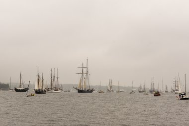 Kiel, Almanya - 25 Haziran 2016: Kiel Haftası 'nda Uzun Gemi Yürüyüşü İzlenimleri 