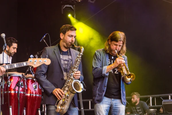 Kiel Німеччина Червня 2016 Band Heavy Tones Виступають Rathaus Stage — стокове фото
