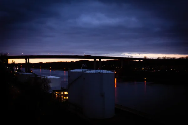 Coucher Soleil Sur Pont Kiel Holtenau — Photo