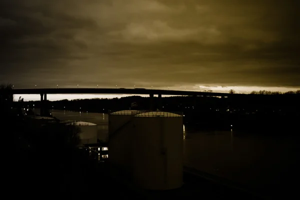 高桥Kiel Holtenau的日落 — 图库照片