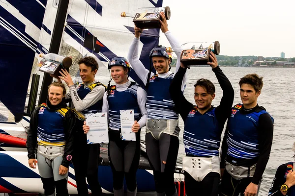 Kiel Allemagne Mai 2016 Cérémonie Victoire Génération Red Bull Foiling — Photo