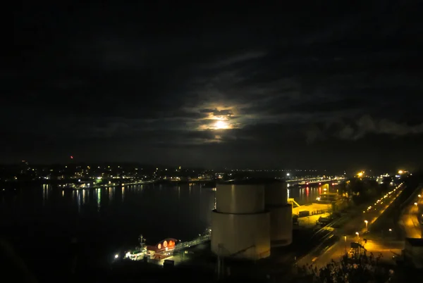 Volle Maan Noord Oostzeekanaal Sluizen Kiel Holtenau — Stockfoto