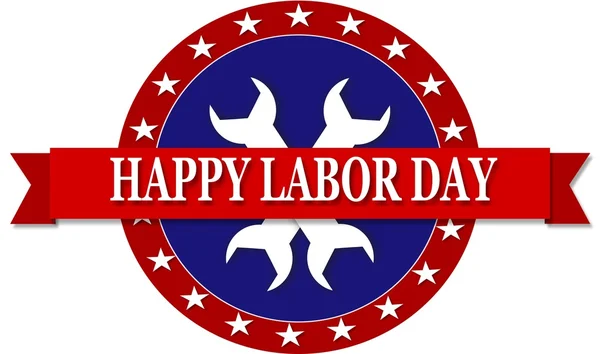 Happy Labor Day, blå runda banner med stjärnor — Stockfoto
