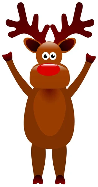 Funny Reindeer Arms Raised — Stock Vector