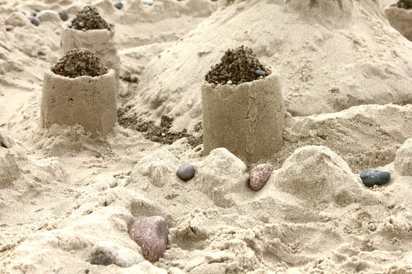 Sand castle on the beach — Stock Photo, Image