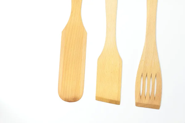Wooden spatulas isolated — Stock Photo, Image