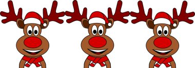 Noel Reindeer kırmızı burun ve şapka ile