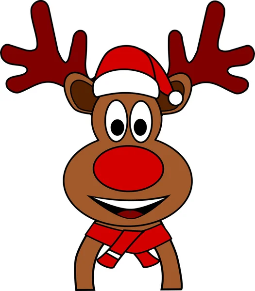 赤い鼻と帽子とクリスマス トナカイ — ストック写真