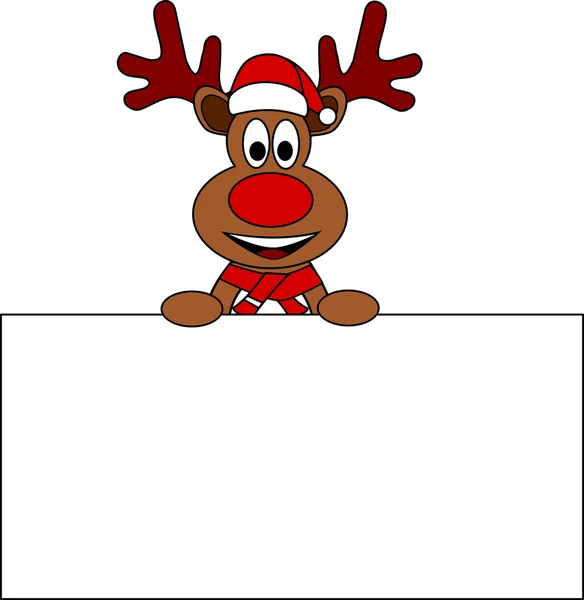 Christmas Reindeer with red nose and hat — Stock Photo, Image