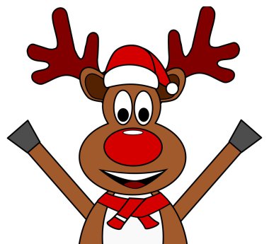 Christmas Reindeer with red nose clipart