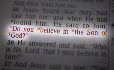 Bible text Do you believe in the Son of God? clipart