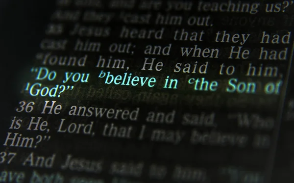 Bible text Do you believe in the Son of God? — Stock Photo, Image