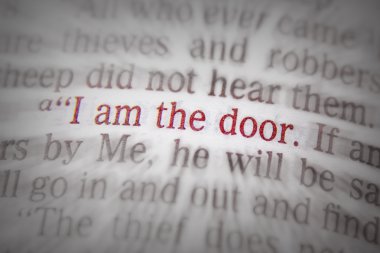 Bible text - I AM THE DOOR - John 10:9 clipart