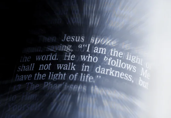 Bibeltexten - I Am The Light Of The World - Johannes 8:12 — Stockfoto