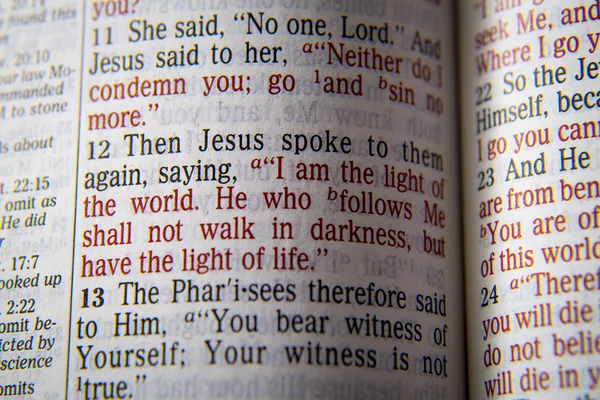 Text Bible - I 'm The Light Of The World - John 8:12 — Stock fotografie