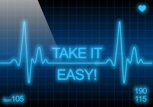 Neem het gemakkelijk - geschreven op blauwe hartslagmeter — Stockfoto