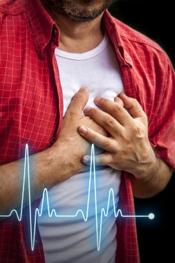 Men with chest pain - heart attack clipart